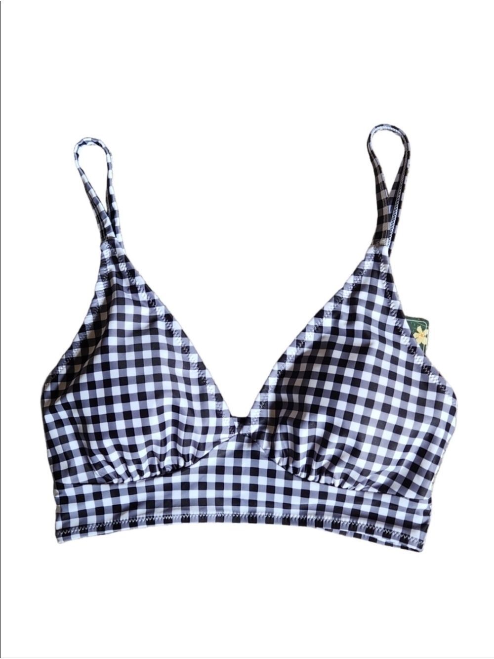 HIGH WAISTED BLACK & WHITE GINGHAM TUMMY CONTROL BIKINI SET SMALL NWT - Picture 5 of 12